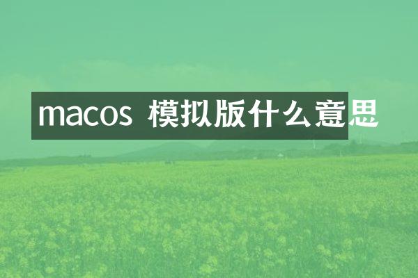 macos 模拟版什么意思