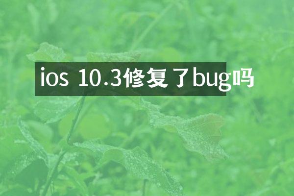 ios 10.3修复了bug吗