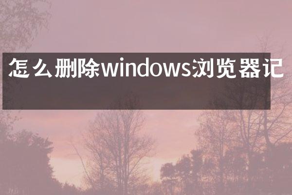 怎么删除windows浏览器记录