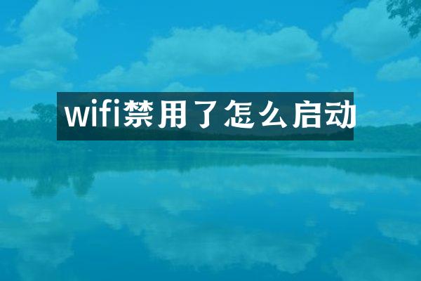 wifi禁用了怎么启动
