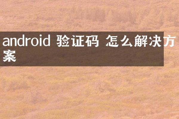 android 验证码 怎么解决方案