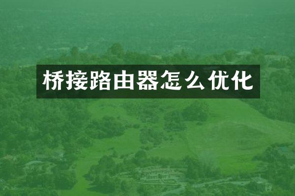 桥接路由器怎么优化