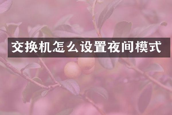 交换机怎么设置夜间模式
