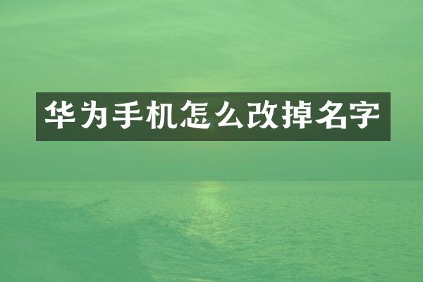 华为手机怎么改掉名字