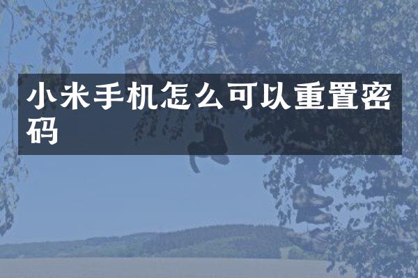 小米手机怎么可以重置密码