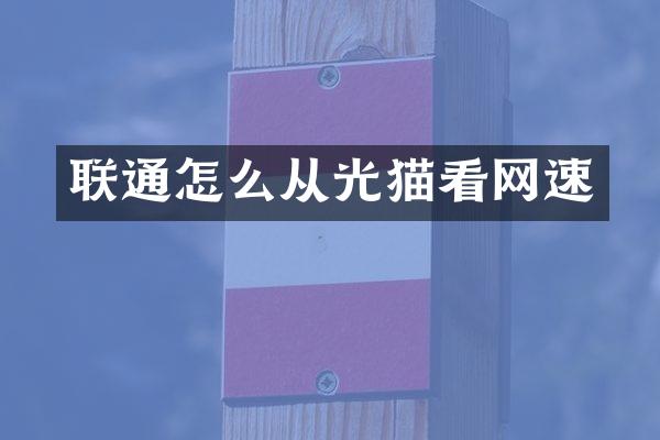 联通怎么从光猫看网速