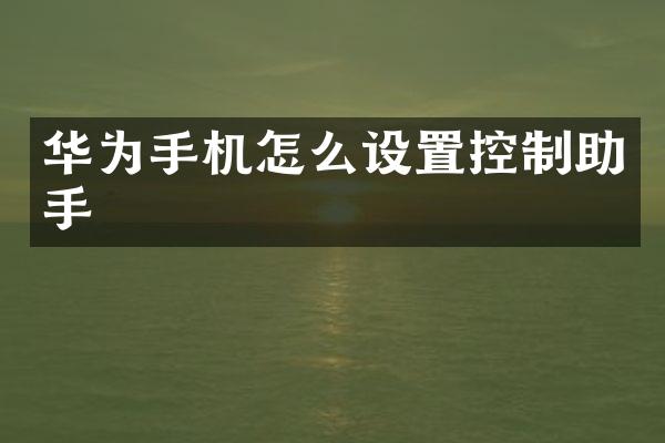 华为手机怎么设置控制助手