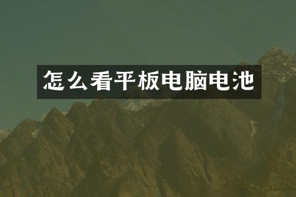 怎么看平板电脑电池