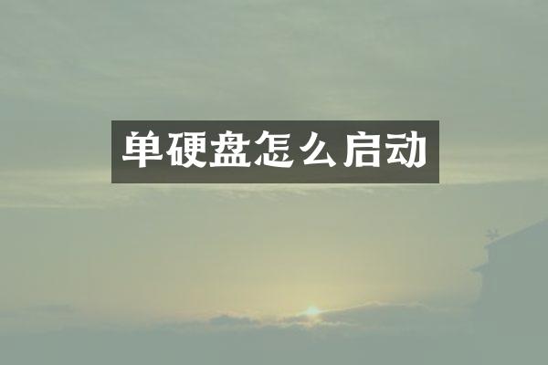 单硬盘怎么启动