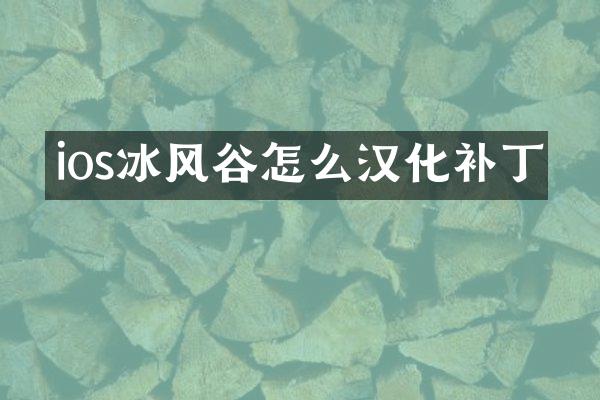 ios冰风谷怎么汉化补丁
