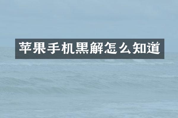 苹果手机黑解怎么知道