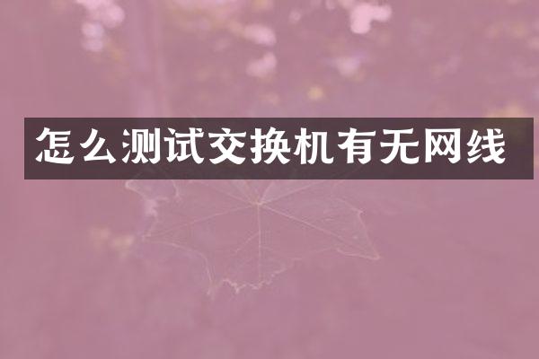 怎么测试交换机有无网线