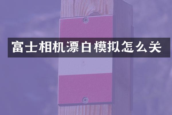 富士相机漂白模拟怎么关