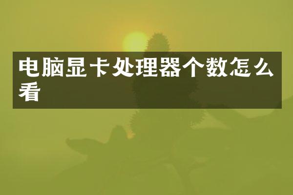 电脑显卡处理器个数怎么看