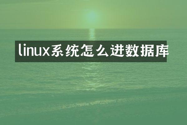 linux系统怎么进数据库