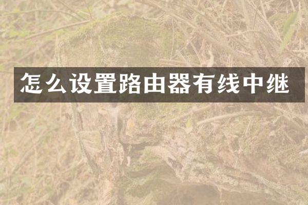 怎么设置路由器有线中继
