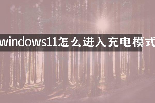 windows11怎么进入充电模式