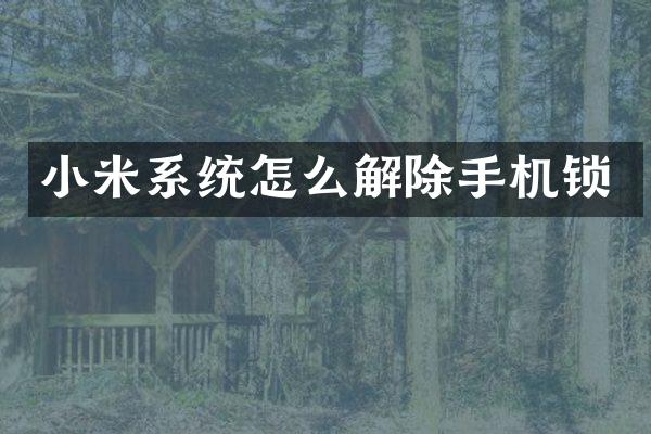 小米系统怎么解除手机锁