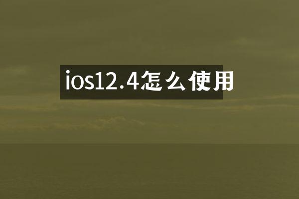 ios12.4怎么使用