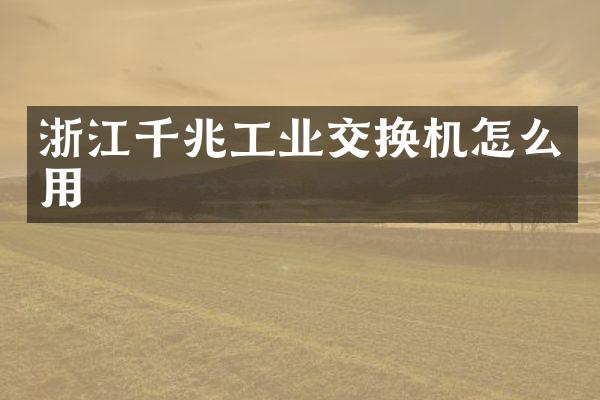 浙江千兆工业交换机怎么用