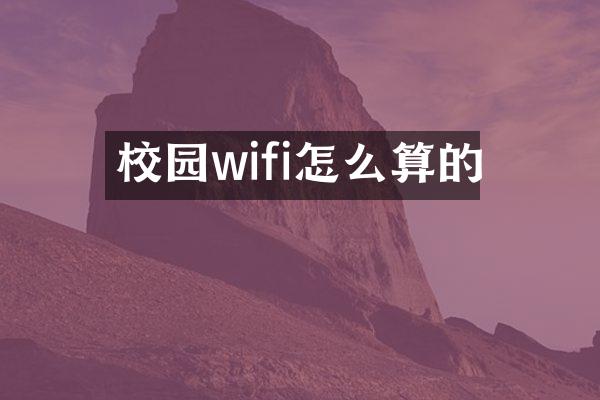校园wifi怎么算的