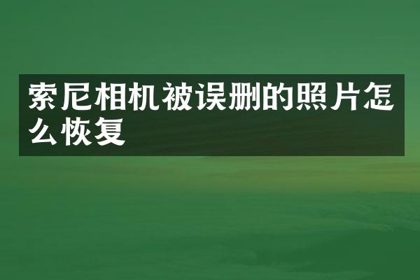 相机被误删的照片怎么恢复