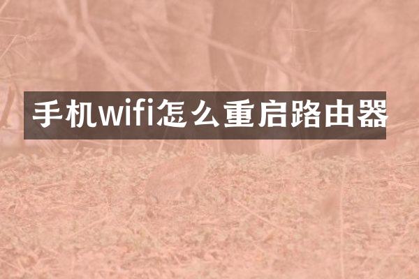 手机wifi怎么重启路由器
