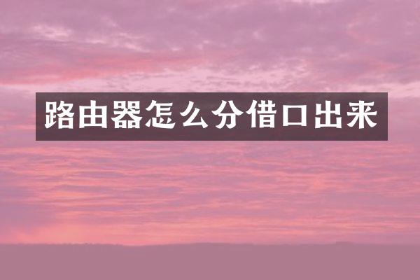 路由器怎么分借口出来