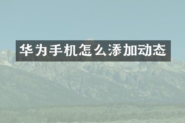 华为手机怎么添加动态