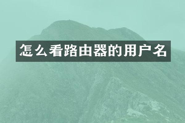 怎么看路由器的用户名