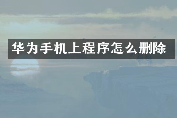 华为手机上程序怎么删除