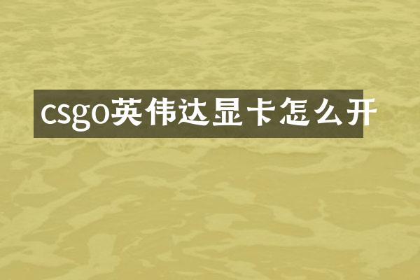csgo英伟达显卡怎么开