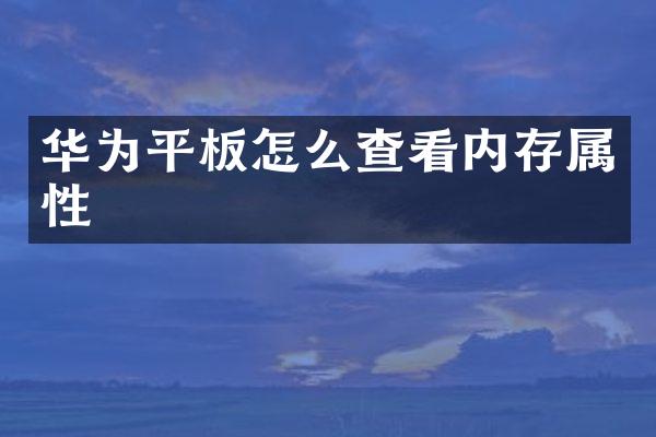 华为平板怎么查看内存属性