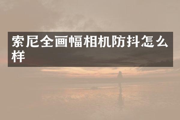 全画幅相机防抖怎么样