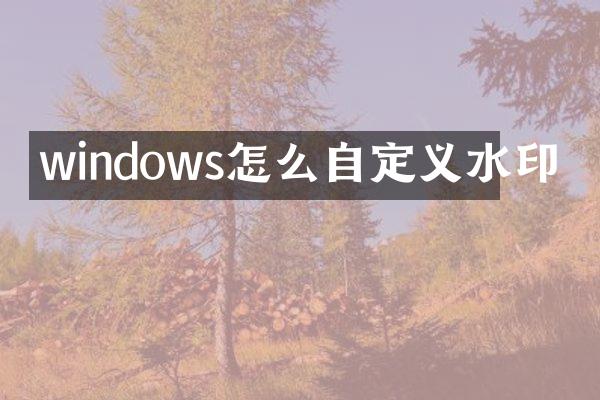 windows怎么自定义水印