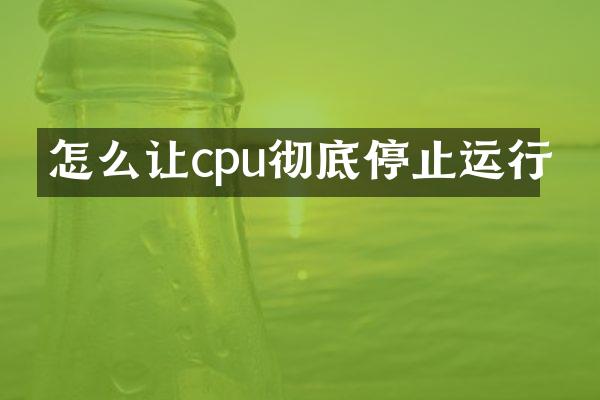 怎么让cpu彻底停止运行