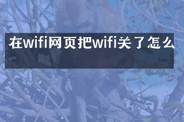 在wifi网页把wifi关了怎么办