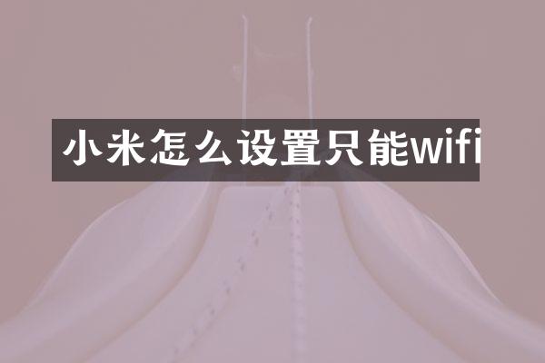 小米怎么设置只能wifi