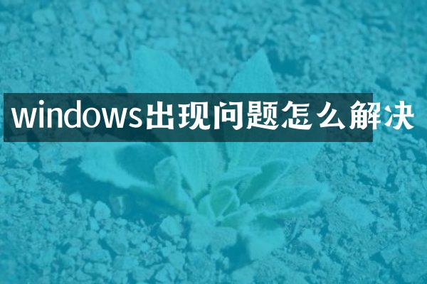 windows出现问题怎么解决