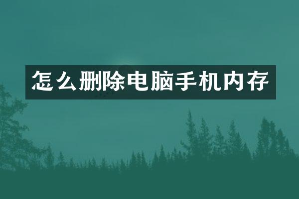 怎么删除电脑手机内存