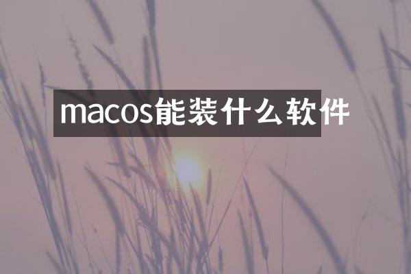 macos能装什么软件