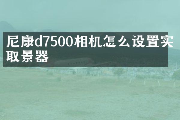 尼康d7500相机怎么设置实时取景器