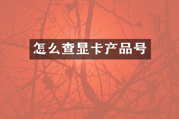 怎么查显卡产品号