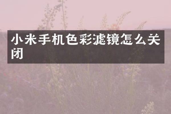 小米手机色彩滤镜怎么关闭