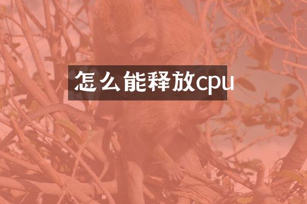 怎么能释放cpu