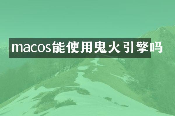 macos能使用鬼火引擎吗