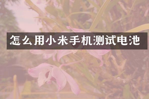 怎么用小米手机测试电池