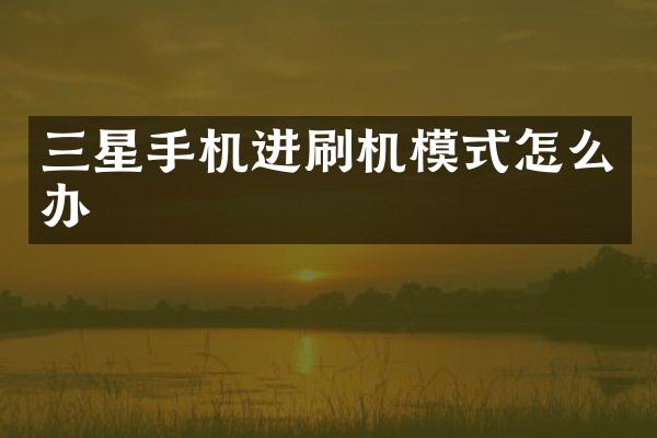 三星手机进刷机模式怎么办