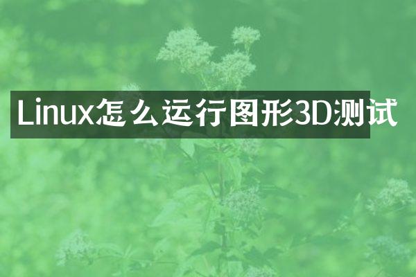 Linux怎么运行图形3D测试