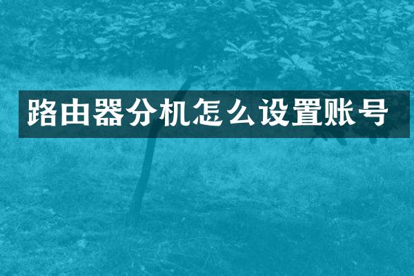 路由器分机怎么设置账号